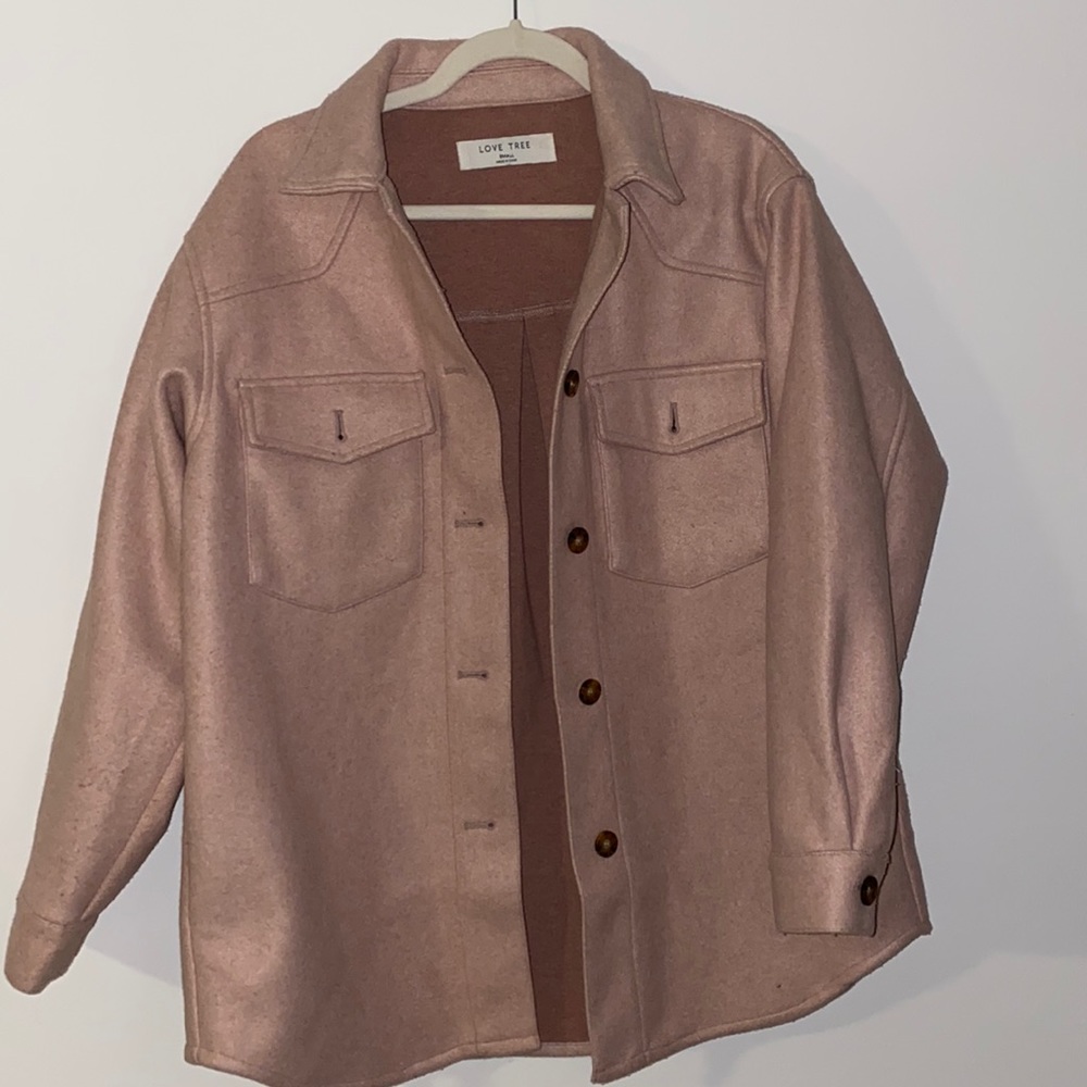 Soft pink wool pea coat